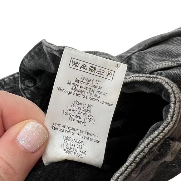 Sezane Austin Trousers Jeans Paperbag‎ Washed Black Denim Cotton Size 36 US 4 - Picture 11 of 11